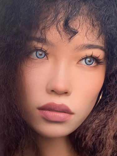 Customer photo review of Dawn Blue Colored Contact Lenses