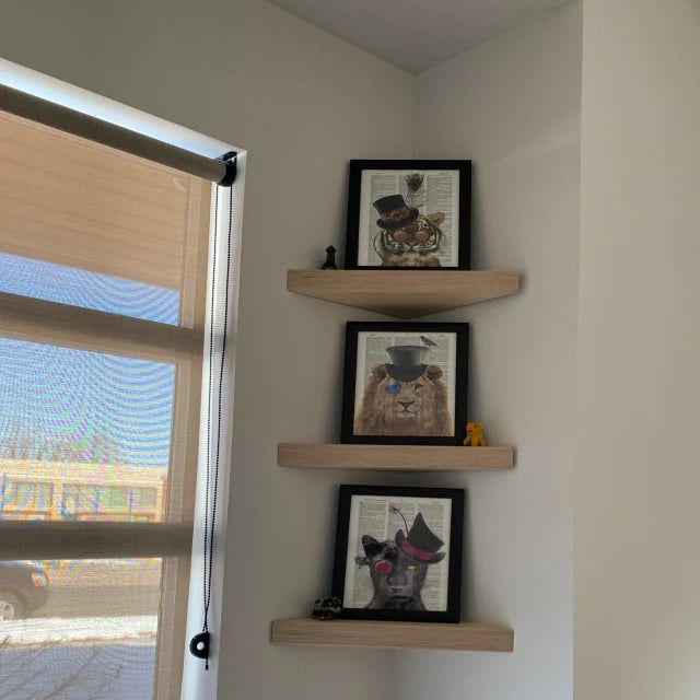 Customer photo review of Boomerang Corner Shelf