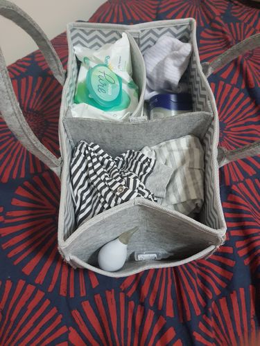 Customer photo review of Baby Diaper Caddy - Nursery Storage Bin and Car Organizer