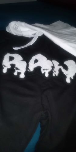 Customer photo review of Kids RAW Drip White Chenille Cotton Shorts - Black