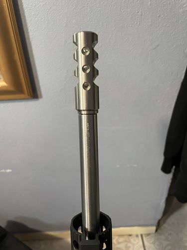 Customer photo review of Stainless Steel 1/2"x28 or 5/8"x24 Thread Full Size Muzzle Brake For .223/5.56 or .308