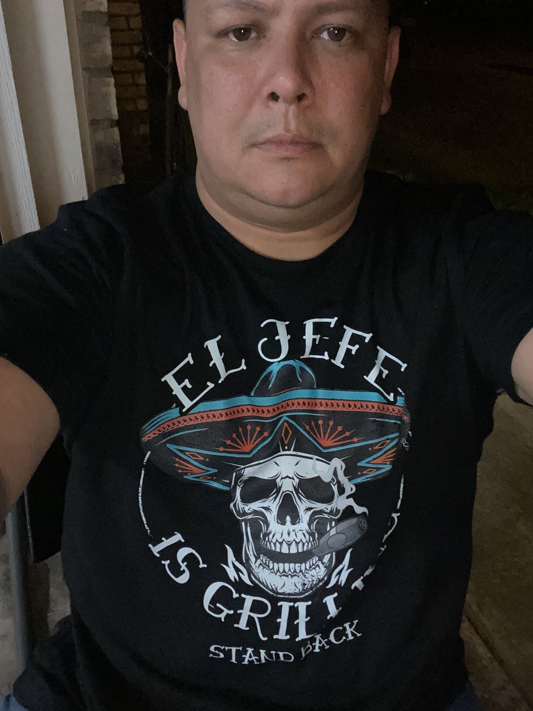 Customer photo review of Premium El Jefe Is Grilling OG Greaser Tee