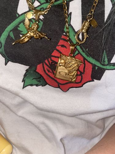 Customer photo review of Wolf Pendant (Gold)