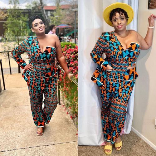 Customer photo review of African Print Lagina Jacket and Pant Set