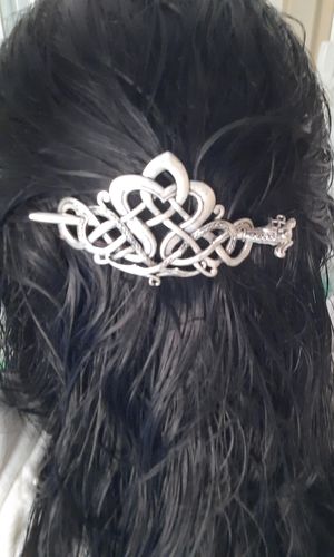 Customer photo review of Celtic Dragon Hair Stick Barrette