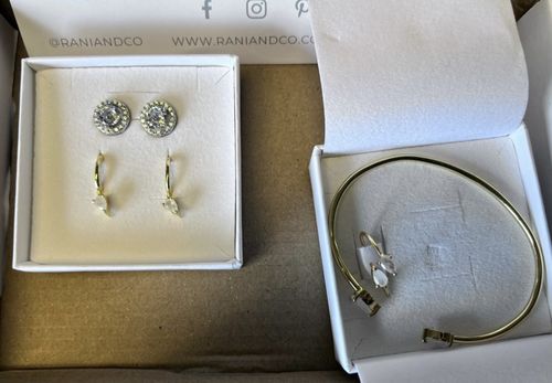 Customer photo review of Moonstone Charm Hoop Earrings