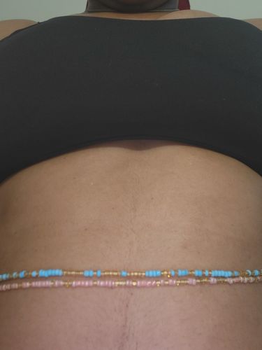 Customer photo review of Pink Serenity Tie On Waist Beads