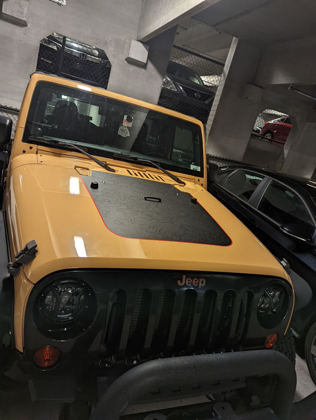 Customer photo review of Black on Black Topographic Hood Graphic for Wrangler JK