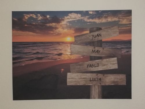 Customer photo review of Lienzo personalizado Corazon en la Playa