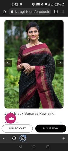 Customer photo review of Jade Black Banaras Raw Silk Saree