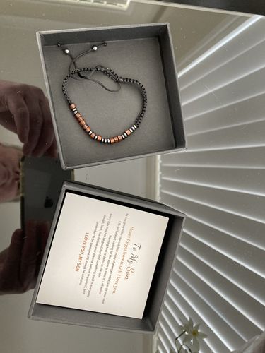 Customer photo review of For Son - I Love You - Morse Code Bracelet