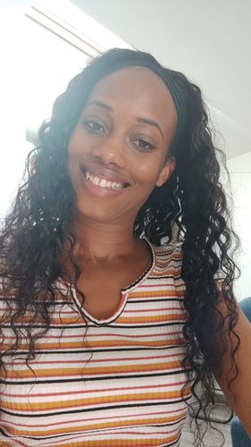 Customer photo review of Perruque Bandeau Water Wave Brun Foncé