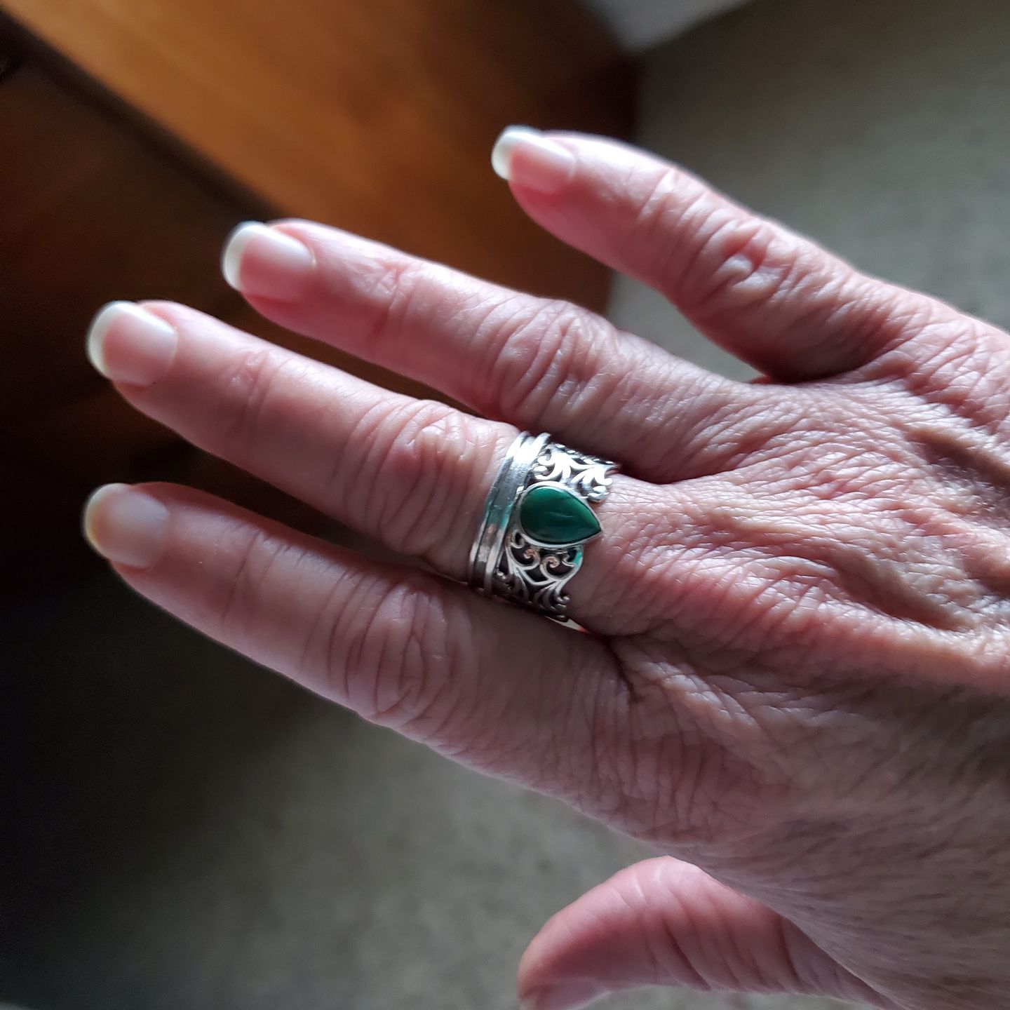 Customer photo review of Sterling Silver Spinner Teardrop Turquoise Ring
