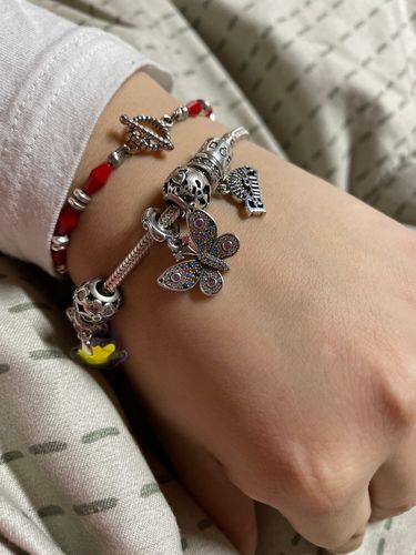 Customer photo review of 925 Sterling Silver Sparkling Butterfly Dangle Charm