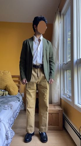Customer photo review of 1930s IVY Style Double Pleated Chino Trousers - Khaki