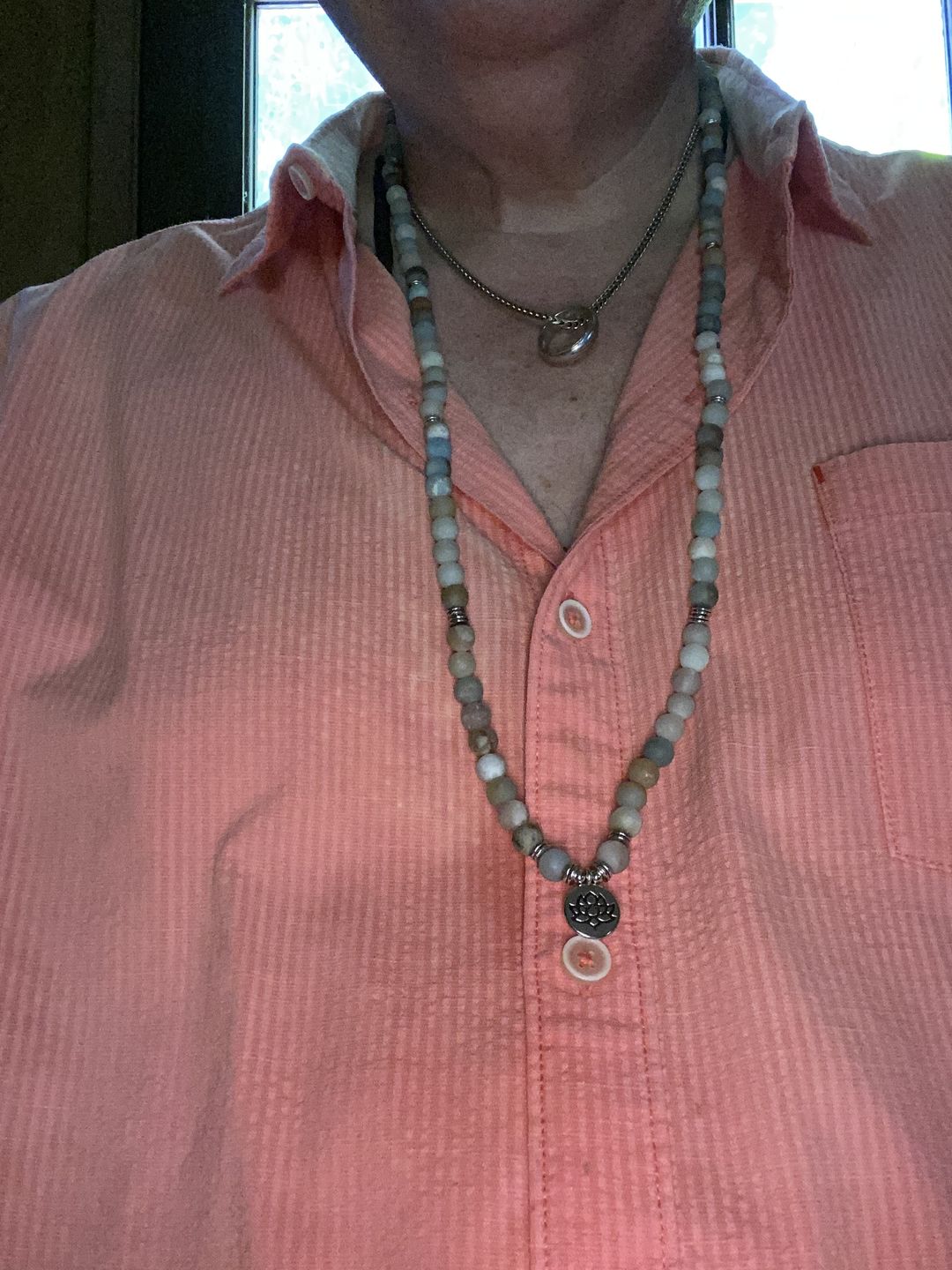 Customer photo review of 108 Natural Matte Amazonite Stone Mala Prayer Beads
