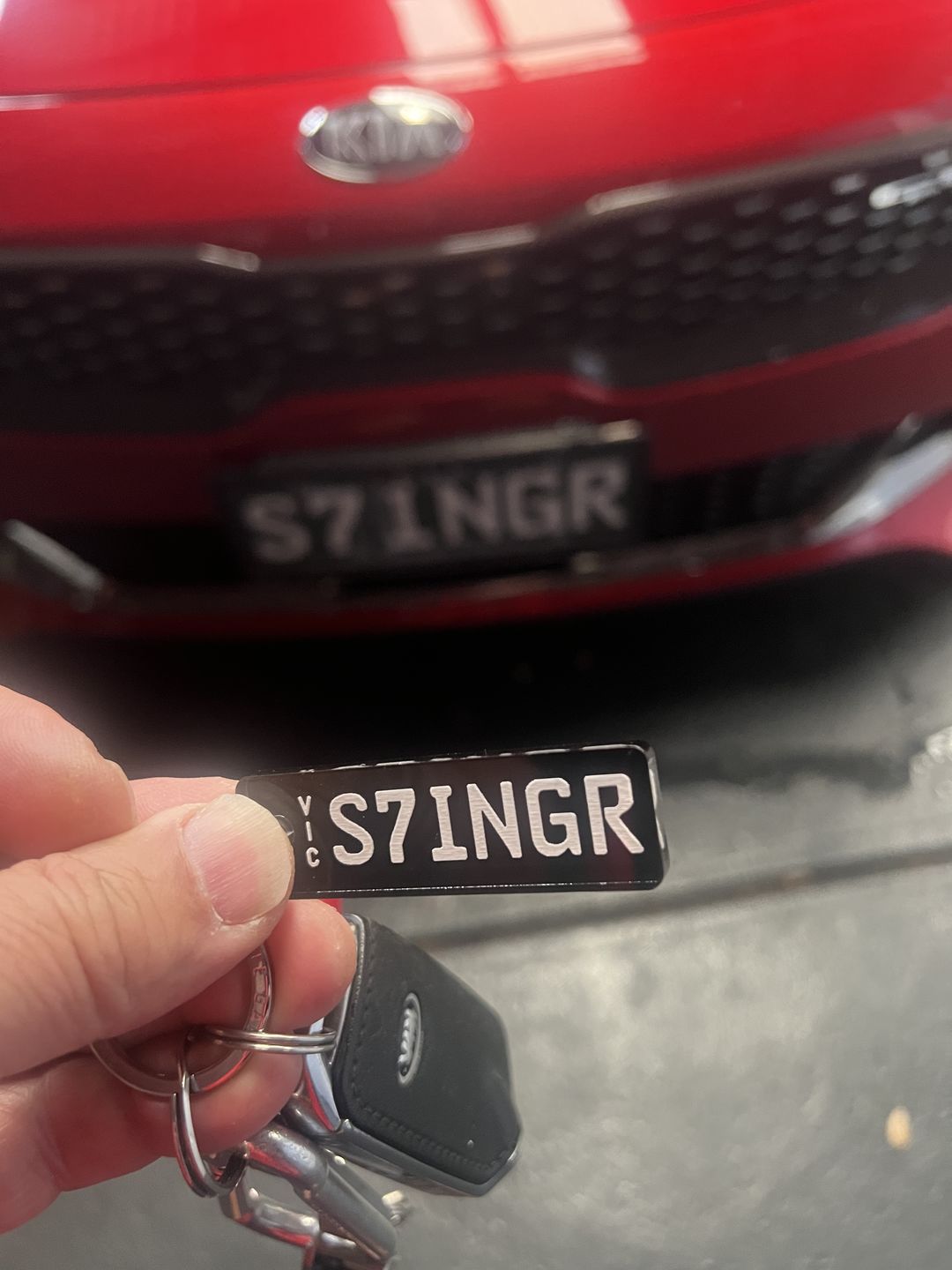 Customer photo review of VIC Deluxe Licence Plate Custom Keychain