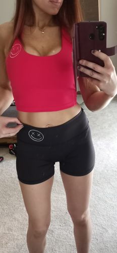 Customer photo review of Salty Savage Ladies High Rise Booty Scrunch Training Shorts | Wet Suit Performance | Black
