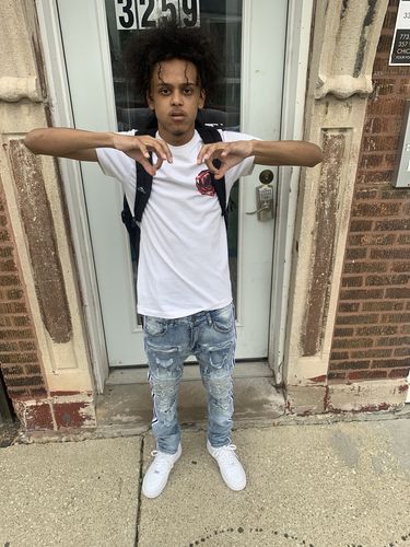 Customer photo review of Triple Stripe Skinny Fit Denim (Light Indigo Blue-White)