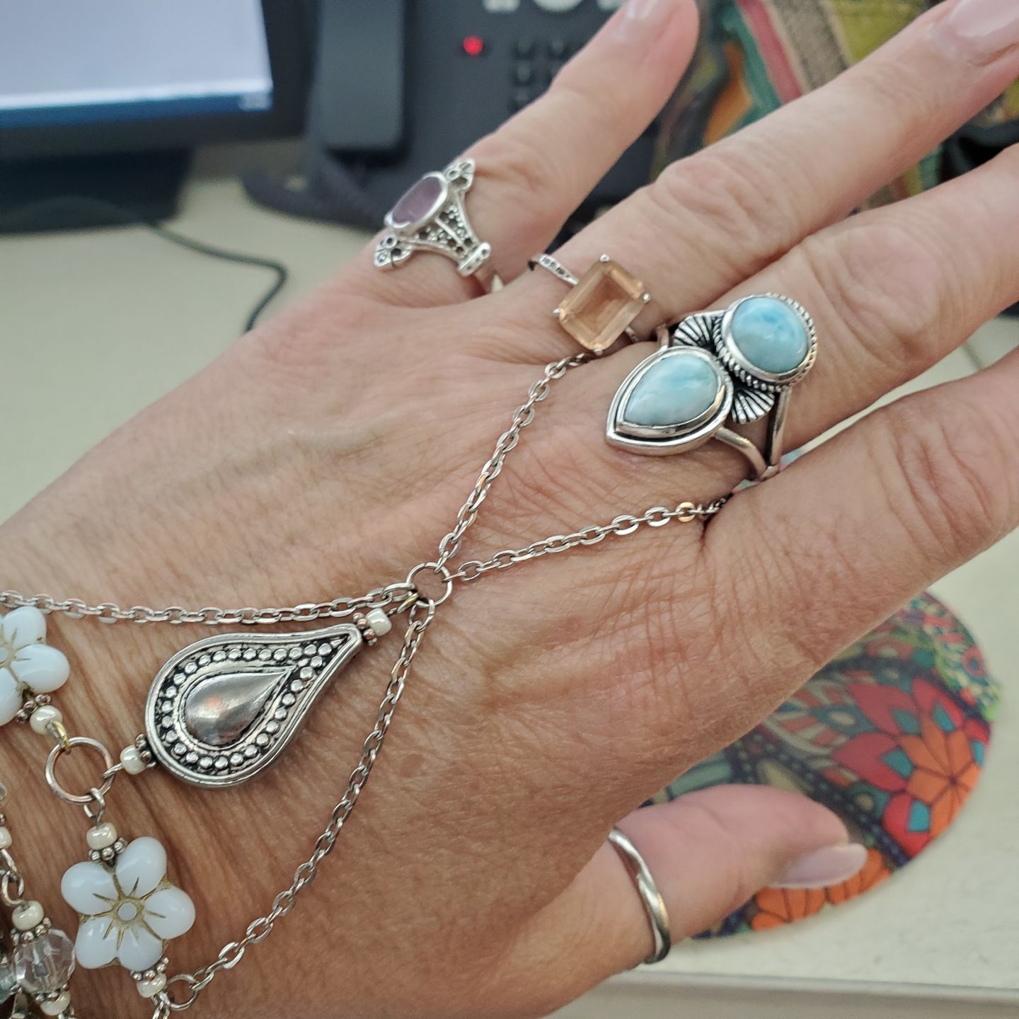 Customer photo review of Larimar Shell Ring Sterling Silver