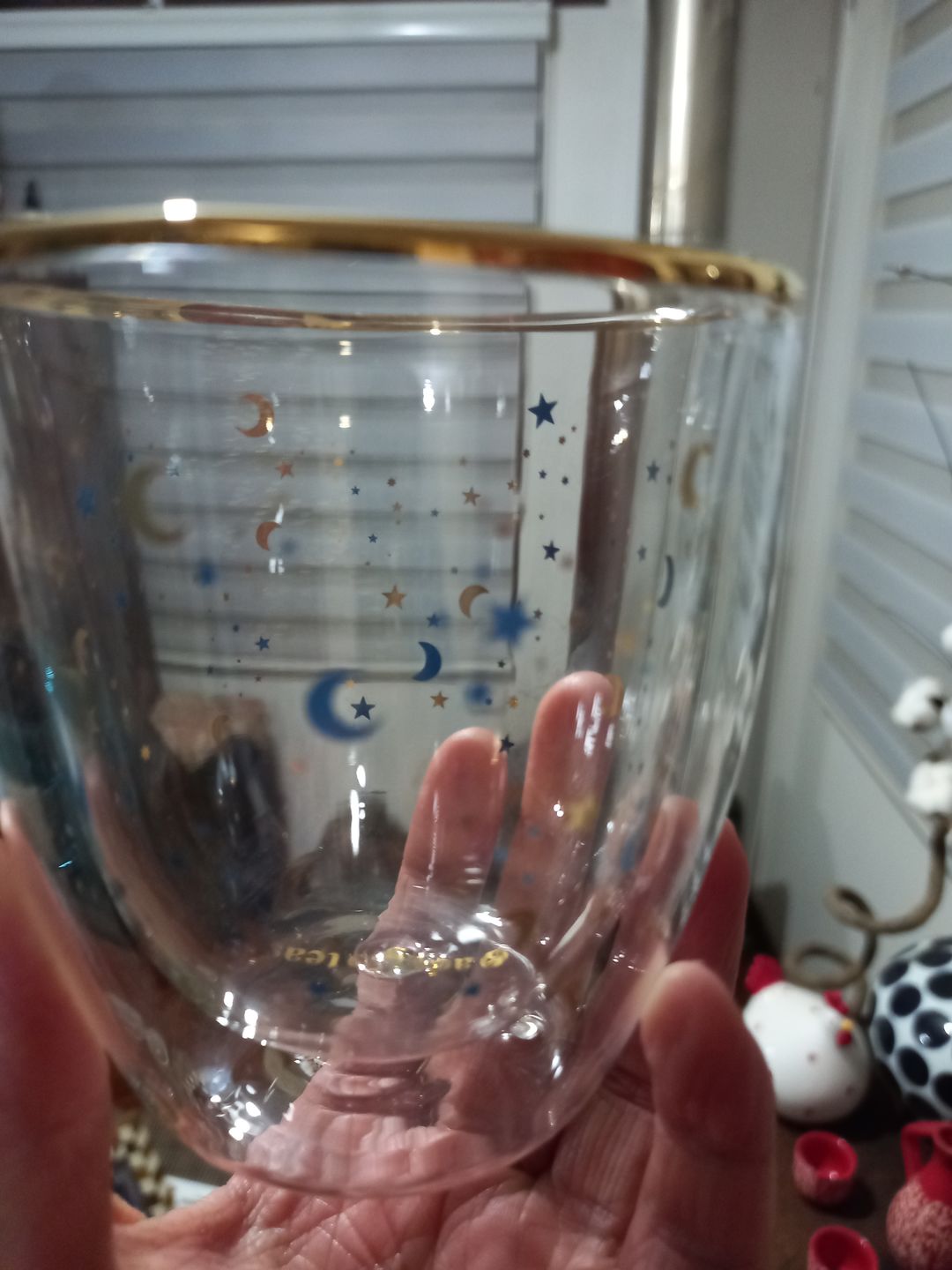 Customer photo review of Set Vaso Doble Vidrio Estrellas Azules