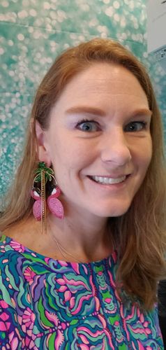 Customer photo review of Flamingo Tease Earrings