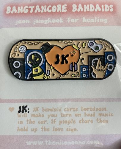 Customer photo review of BTS Bangtancore Bandaid Enamel Pins