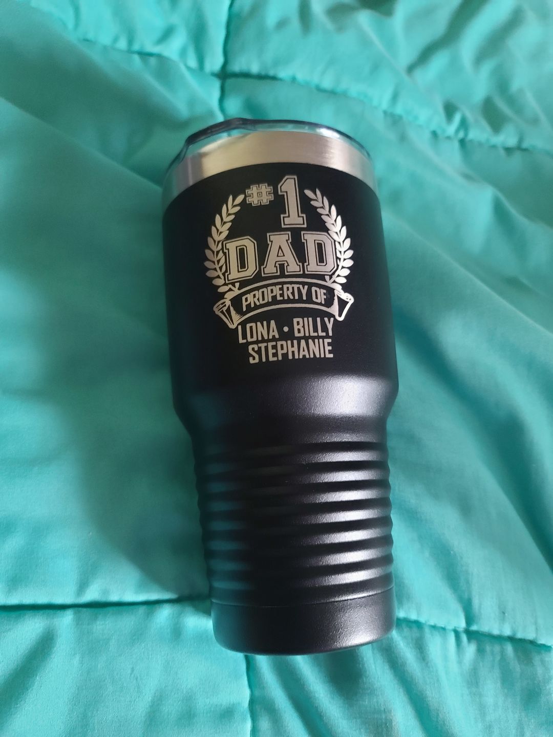 Customer photo review of CUSTOM #1 Dad Engraved Tumblers