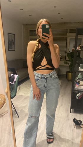 Customer photo review of Cut Out Cross Wrap Halter Neck Tank Top