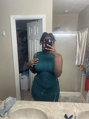 Customer photo review of Solid Color Kitsch Lace-Up Mini Dress