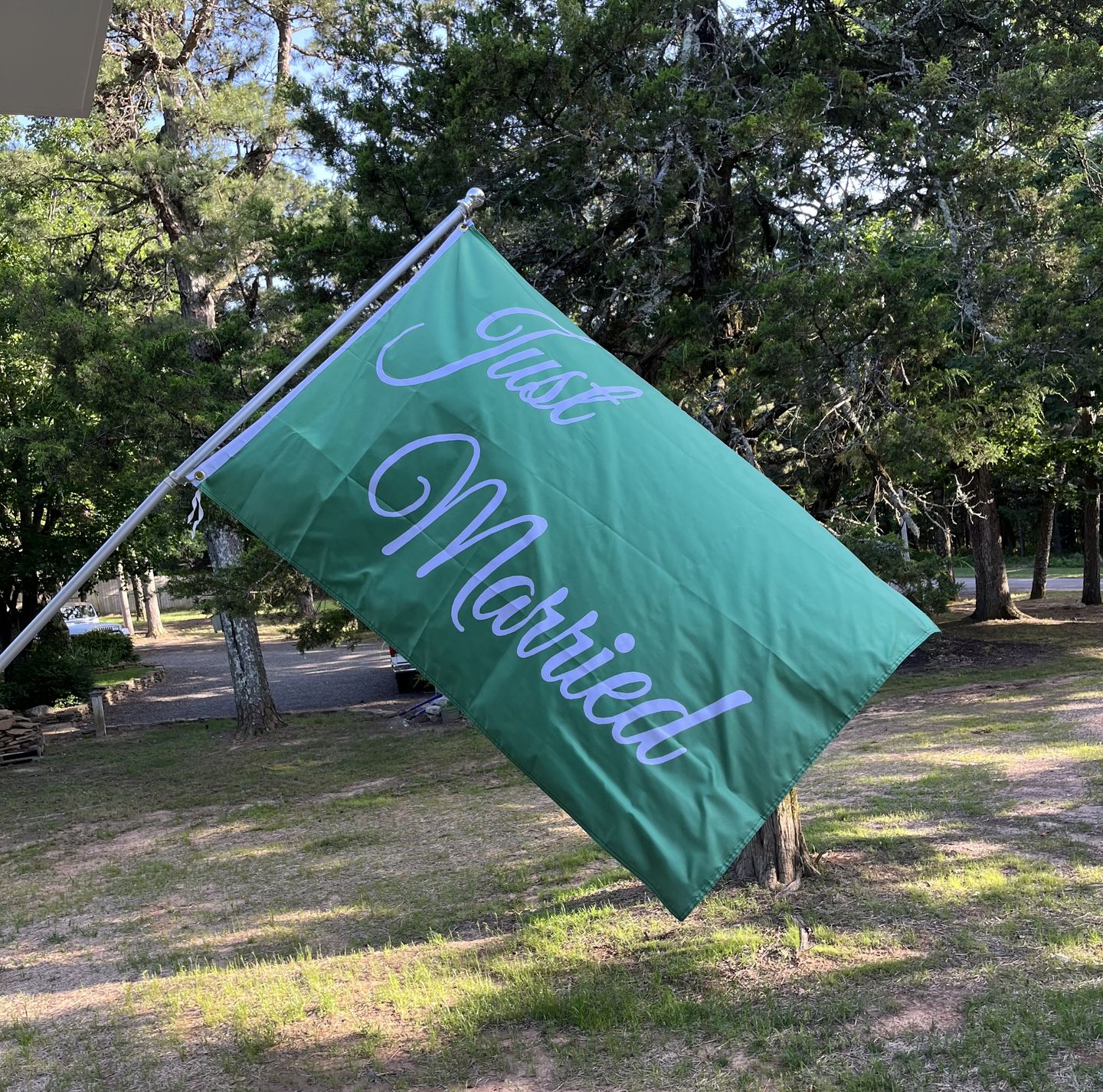 Customer photo review of "Just Married" Flag