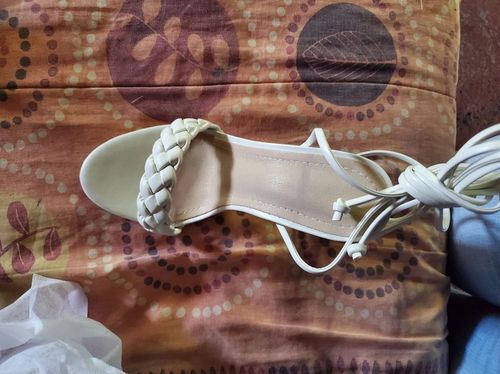 Customer photo review of Braided Chic Strappy Heels