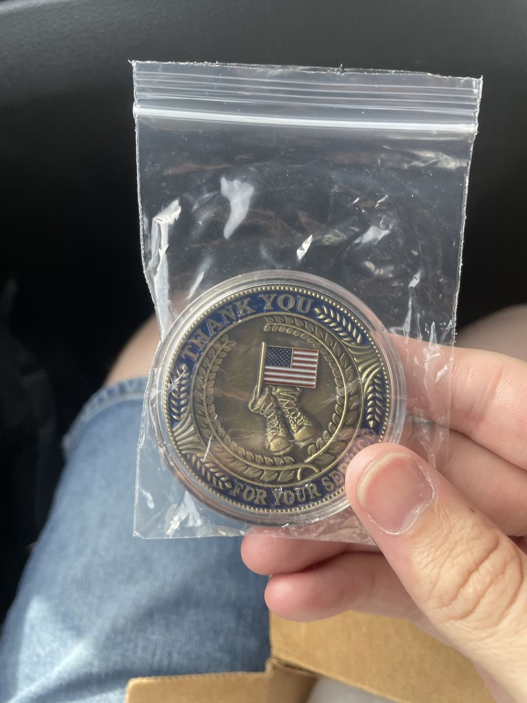 Customer photo review of Home of the Free - Thank You For Your Service Coin Bundle (5pcs)