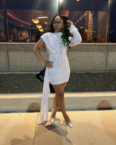 Customer photo review of Sequined Party Cut Out Mini Dress