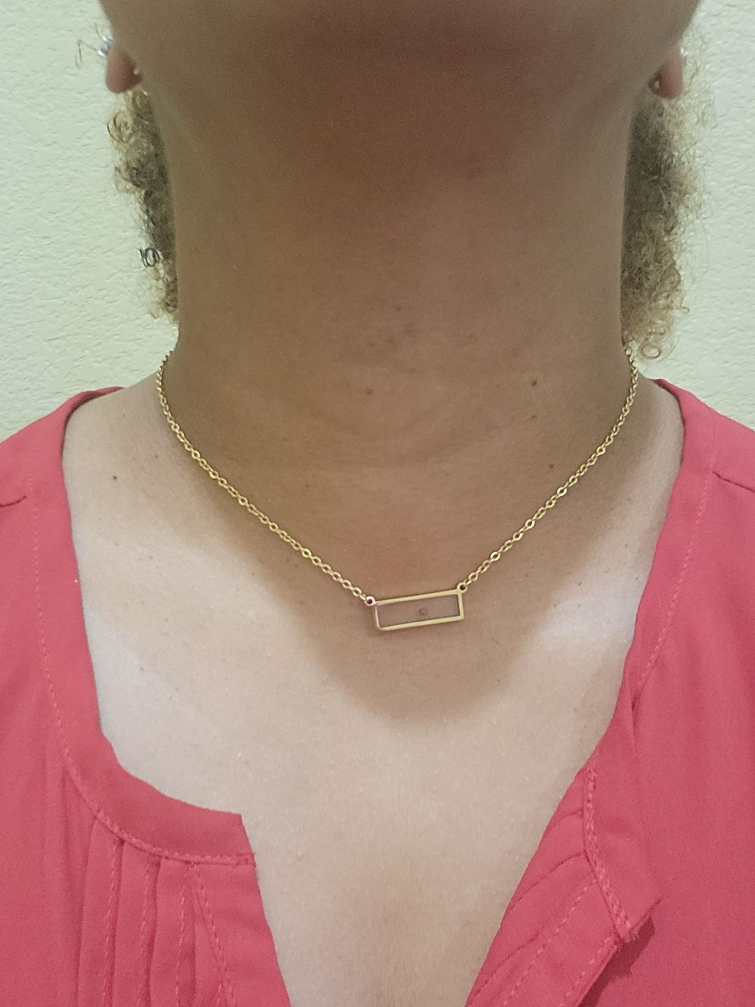 Customer photo review of Mustard Seed of Faith - Bar Necklace