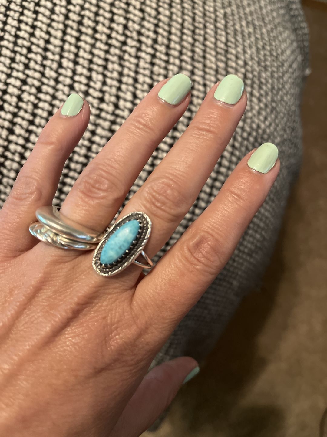 Customer photo review of Southwestern Style Real Turquoise Ring Sterling Silver