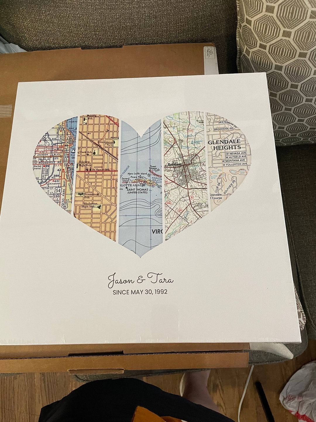 Customer photo review of Personalized Heart Map Print