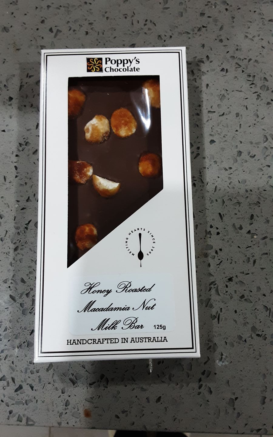 Customer photo review of Honey Roasted Macadamias and Milk Chocolate Block 125g