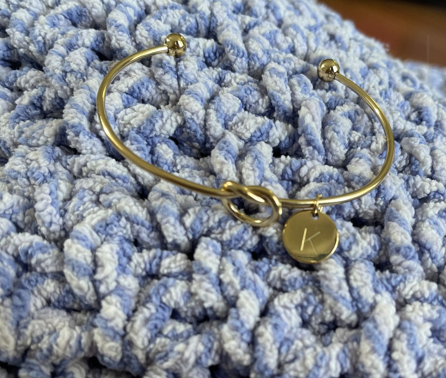Customer photo review of AC Coin Initial Bangle Bracelet