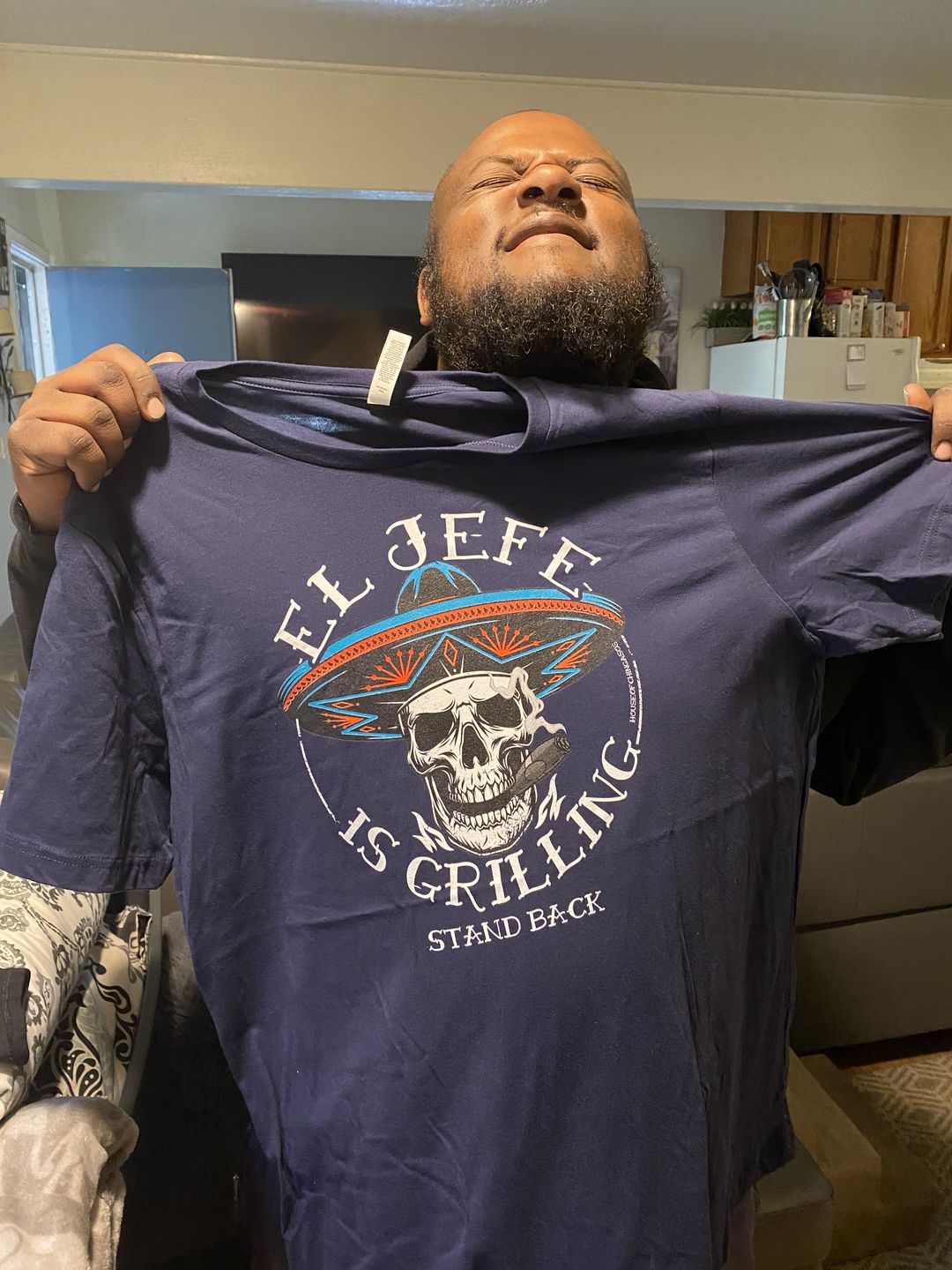 Customer photo review of Premium El Jefe Is Grilling OG Greaser Tee