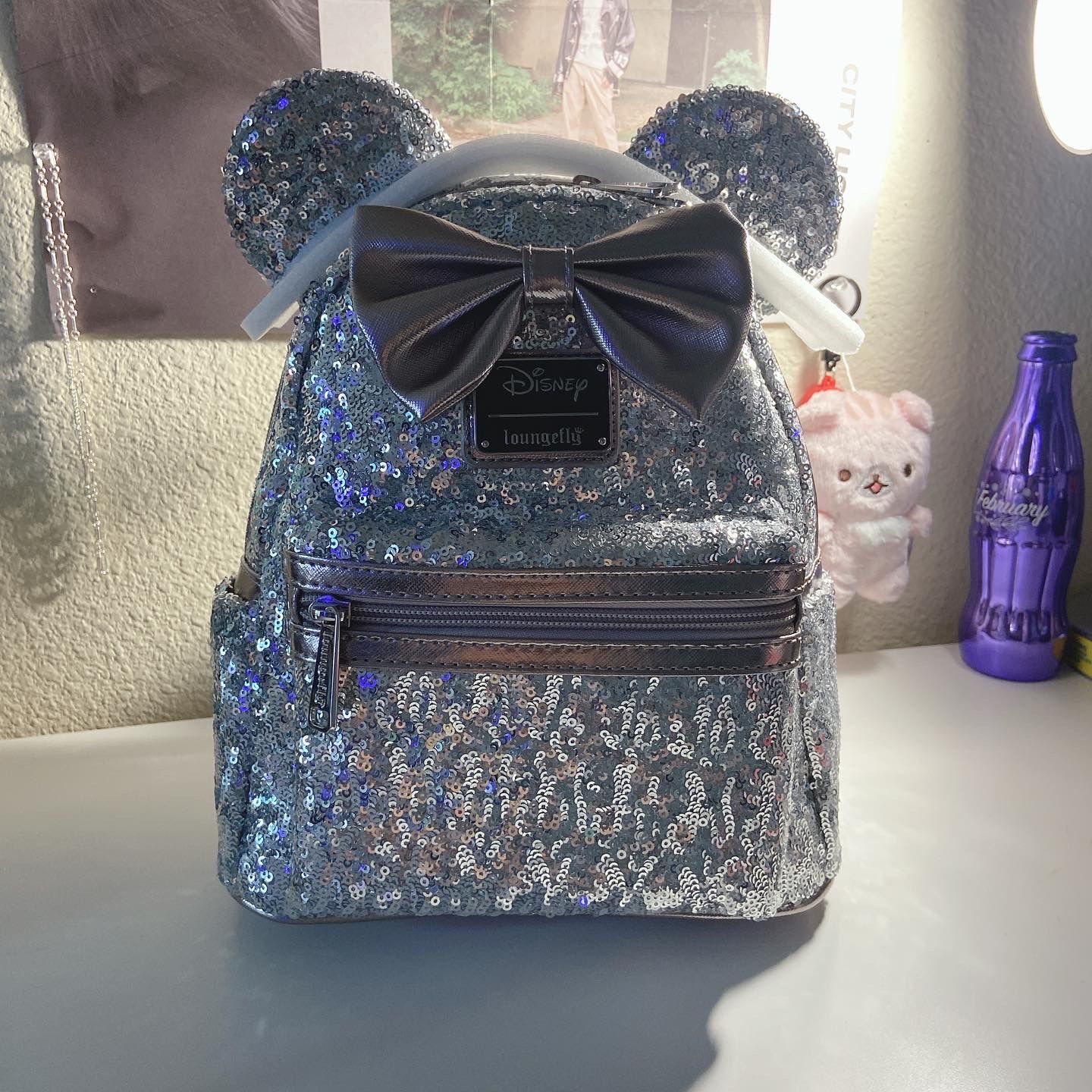 Customer photo review of 707 Street Exclusive - Loungefly Disney Minnie Mouse Silver Sequin Mini Backpack