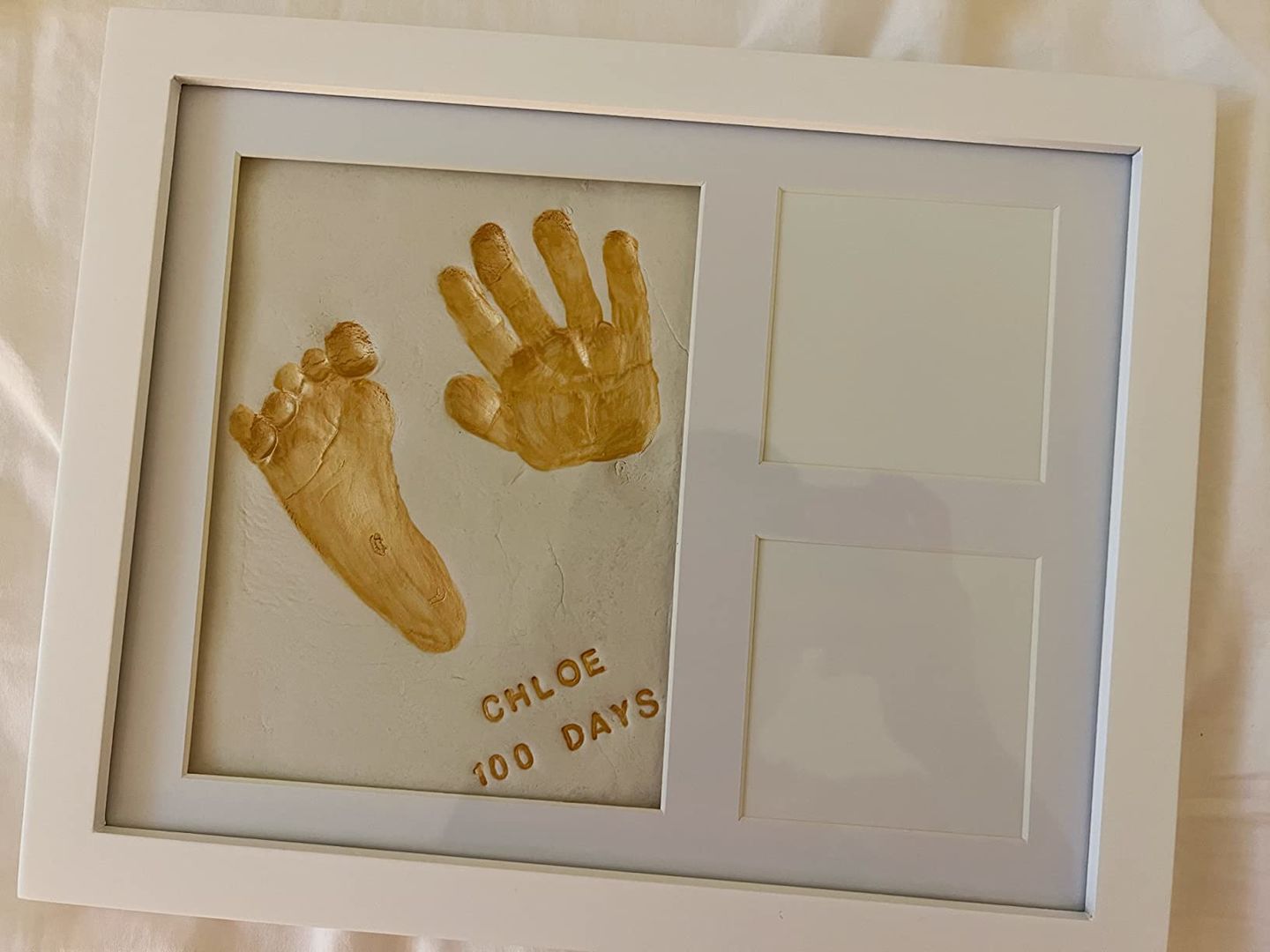 Customer photo review of Baby Handprint & Footprint Keepsake Solo Frame