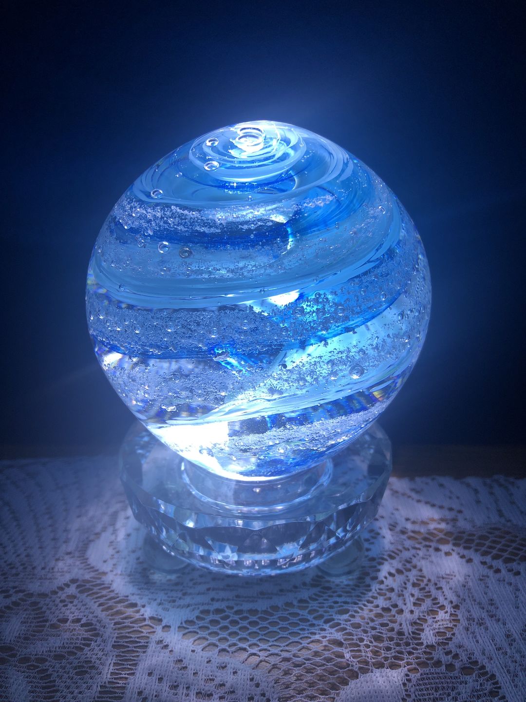 Customer photo review of Tranquil Swirl Paperweight with Cremation Ash