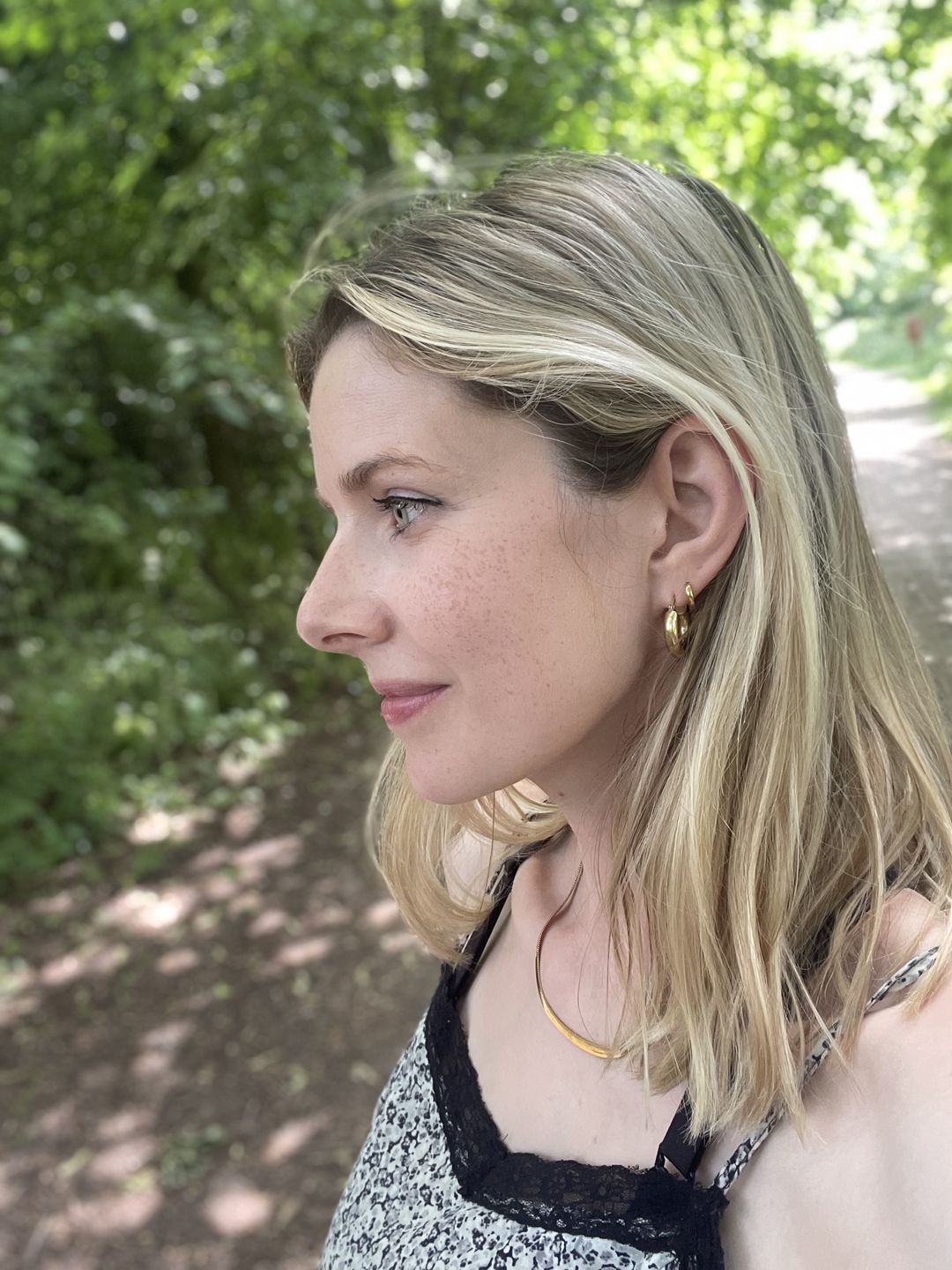 Customer photo review of Chubby Hoop Earrings