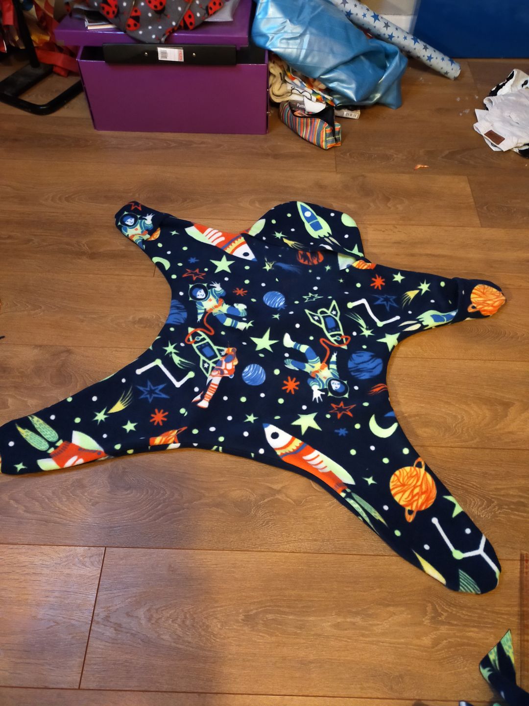 Customer photo review of Rockets in Outer Space Anti Pill Polar Fleece Fabric