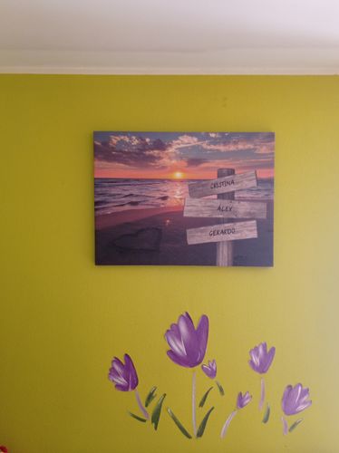 Customer photo review of Lienzo personalizado Corazon en la Playa