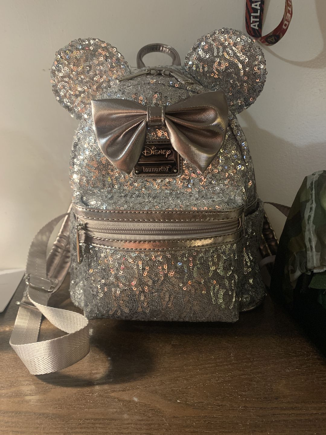 Customer photo review of 707 Street Exclusive - Disney Minnie Mouse Silver Sequin Mini Backpack - June Preorder