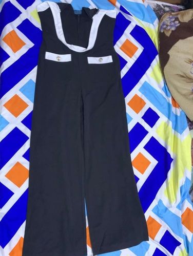 Customer photo review of Solid Color Patchwork Elegant Wide Leg Jumpsuit