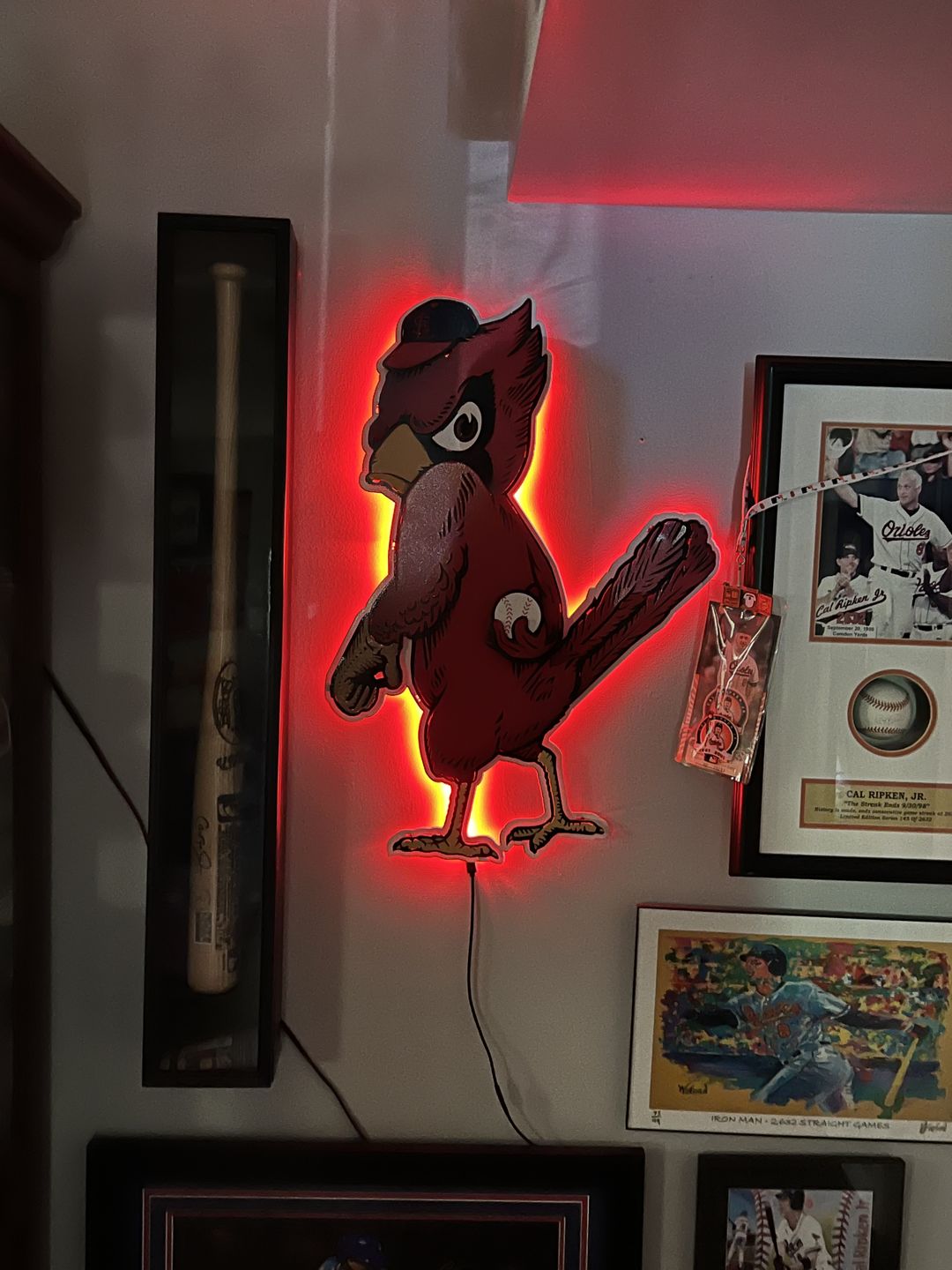 Customer photo review of St. Louis Cardinals "VINTAGE CARDINAL" Logo 3D Metal Wall Art
