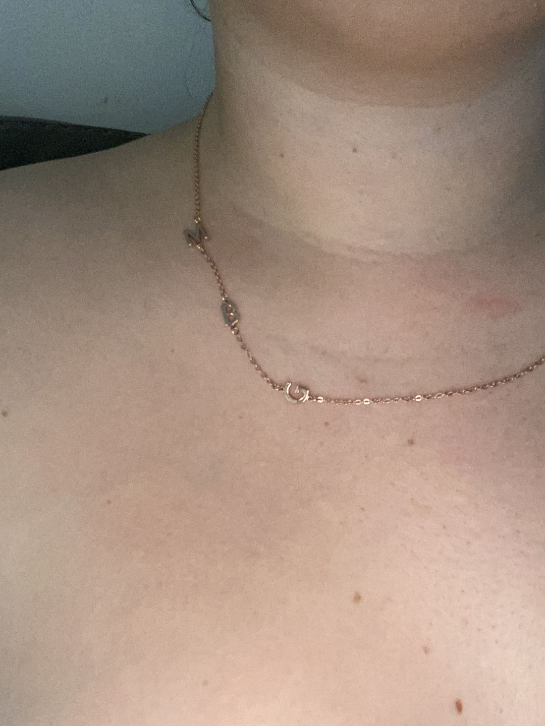 Customer photo review of Sideways Initial Letter Necklace